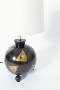 Tripod Art Deco wooden ball lamp, 1930s