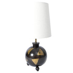 Tripod Art Deco wooden ball lamp, 1930s