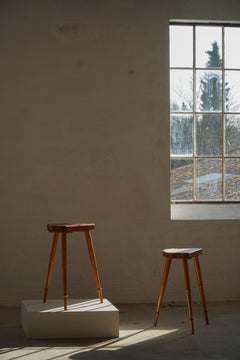 Tripod Bar Stools in Solid Pine, by a Danish Cabinetmaker, Mid Century, 1960s