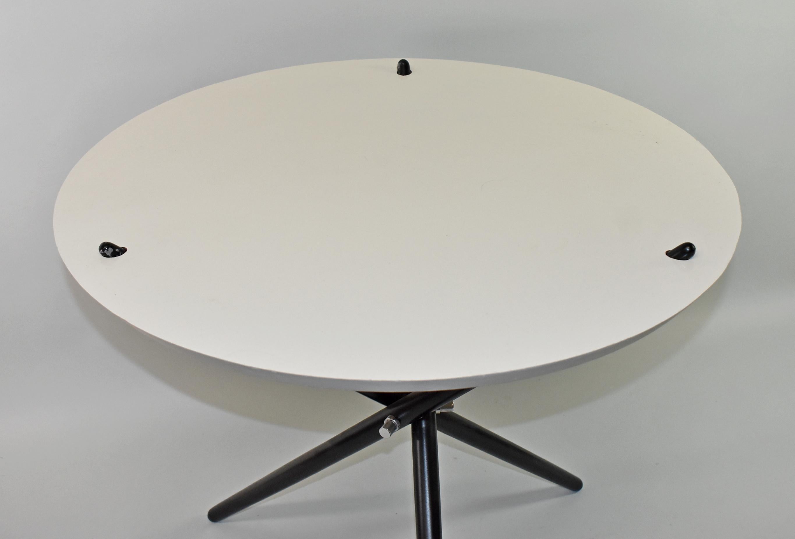 Tripod Base Side Table by Hans Bellmann for Knoll. Circa 1970's.  White laminate 24