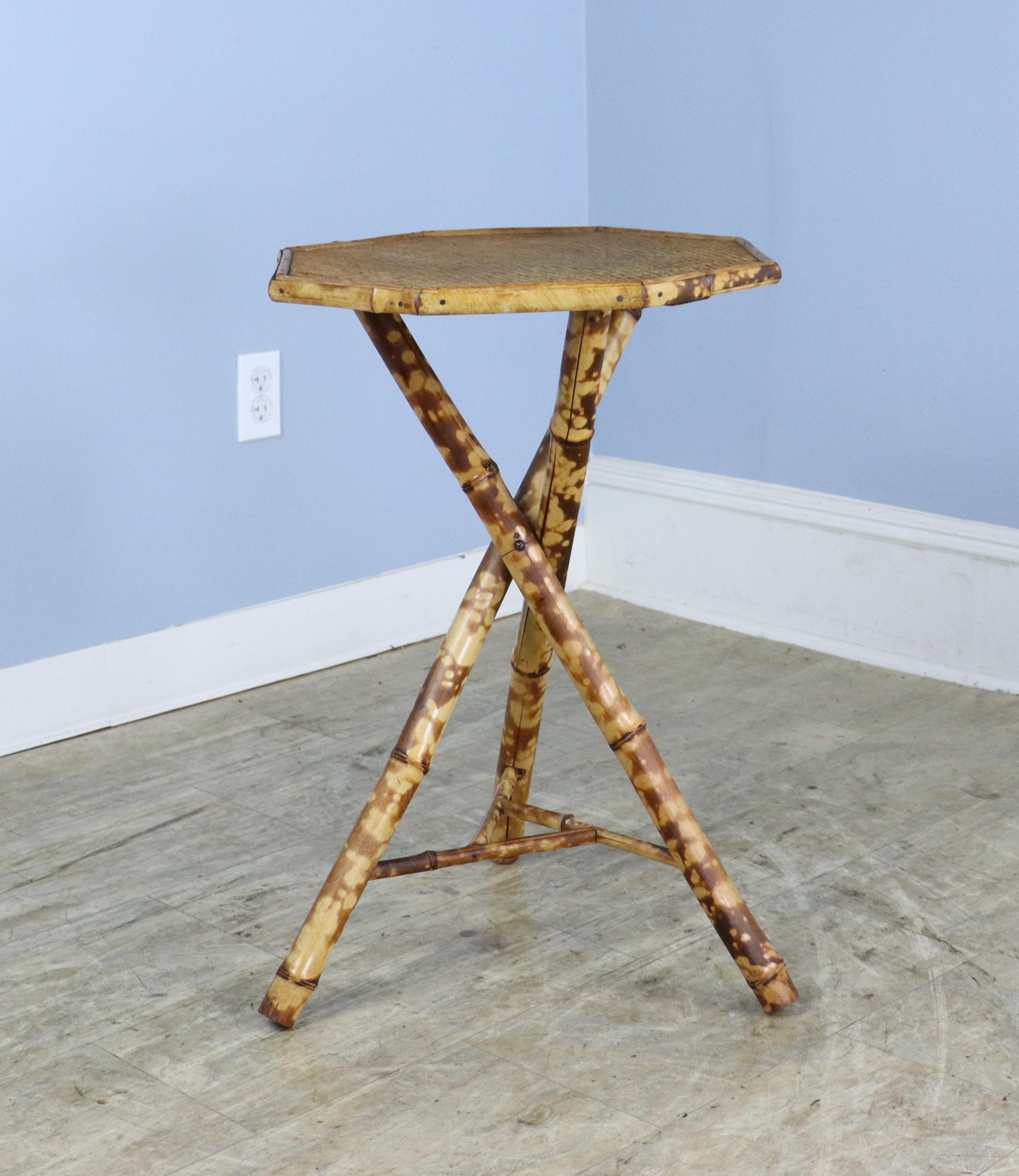 English Tripod Based Bamboo Side Table For Sale