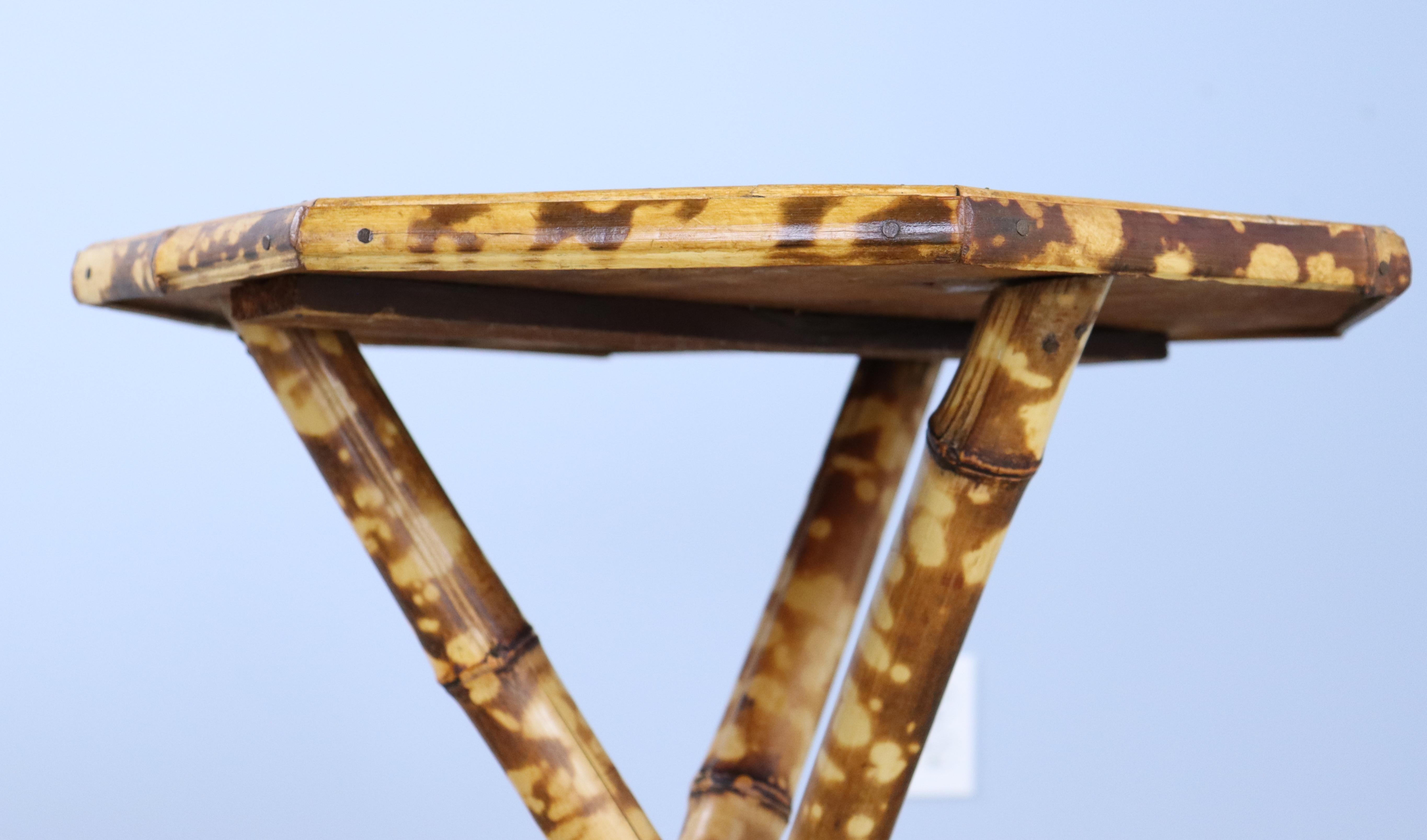 Tripod Based Bamboo Side Table For Sale 3