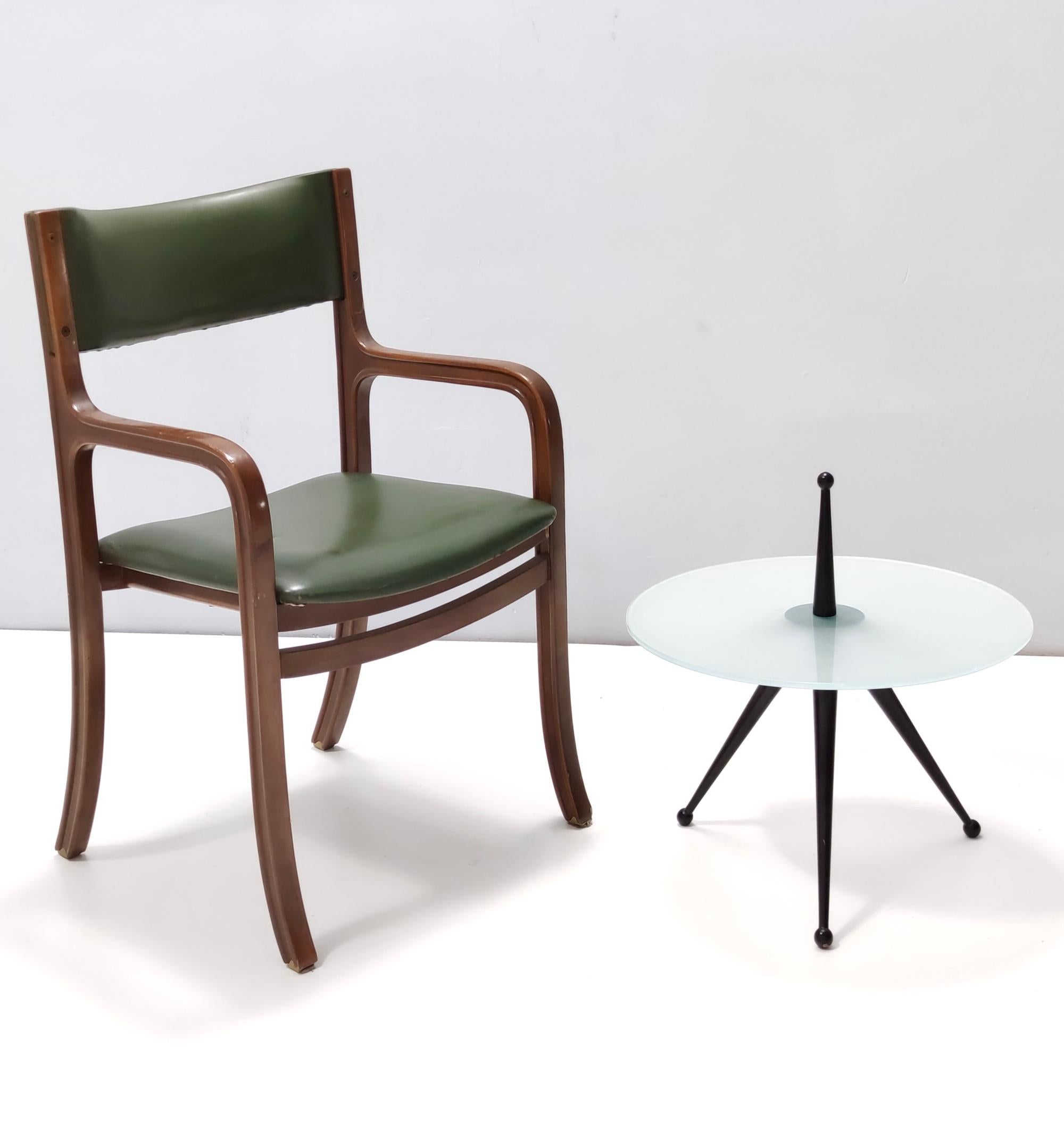 Beistelltisch mit Stativ aus Buche und Glas im Stil von Cesare Lacca, Italien, 1980er Jahre (Italienisch) im Angebot