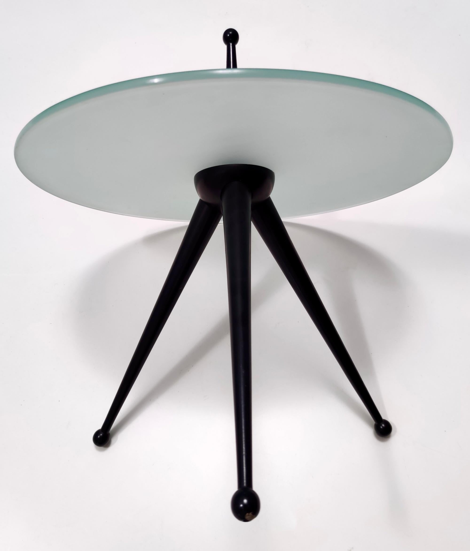 Tripod Beech and Glass Side Table in the Style of Cesare Lacca, Italy, 1980s For Sale 2