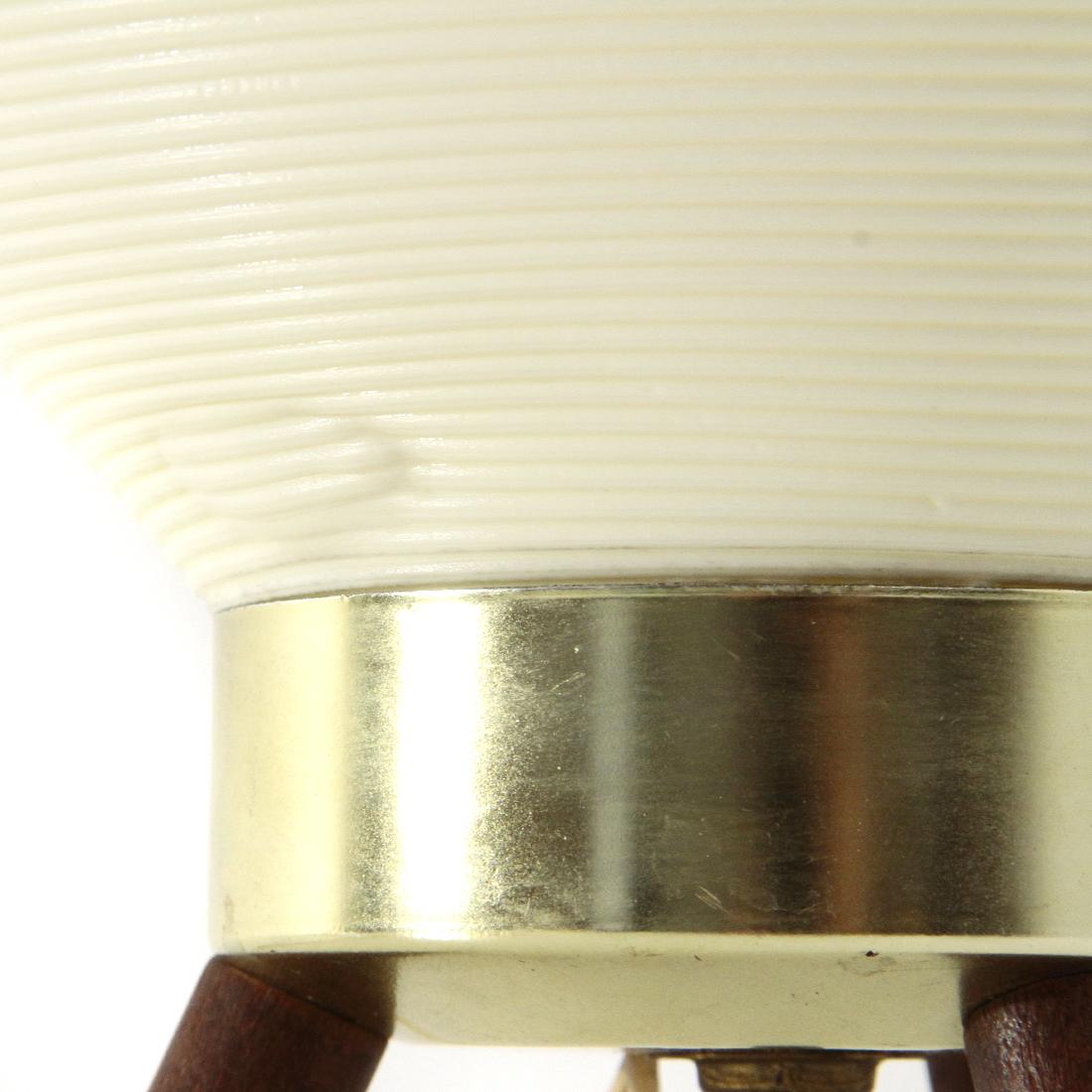 Metal Tripod Beehive Table Lamp with Plastic Shade, 1960s For Sale