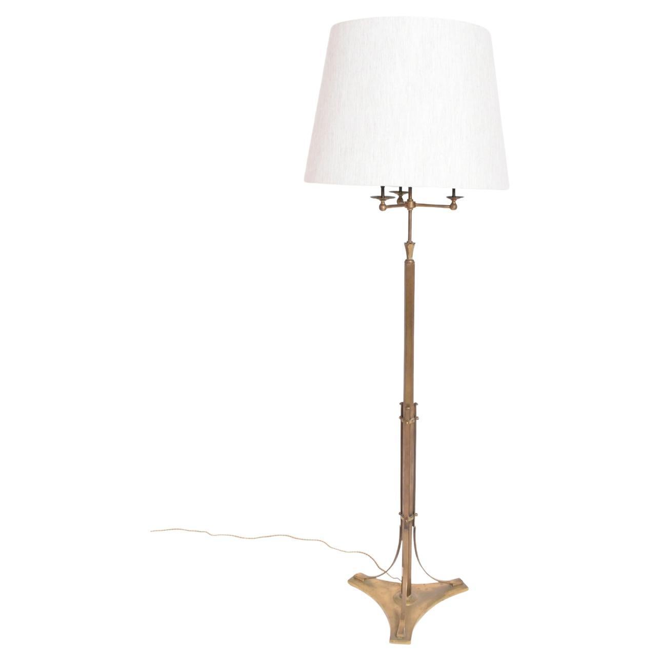 Tripod brass floor lamp, 1960s