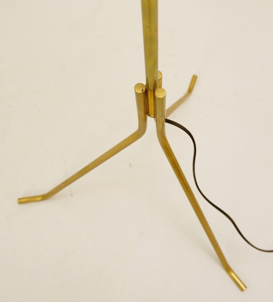 Mid-Century Modern Tripod Brass Floor Lamp