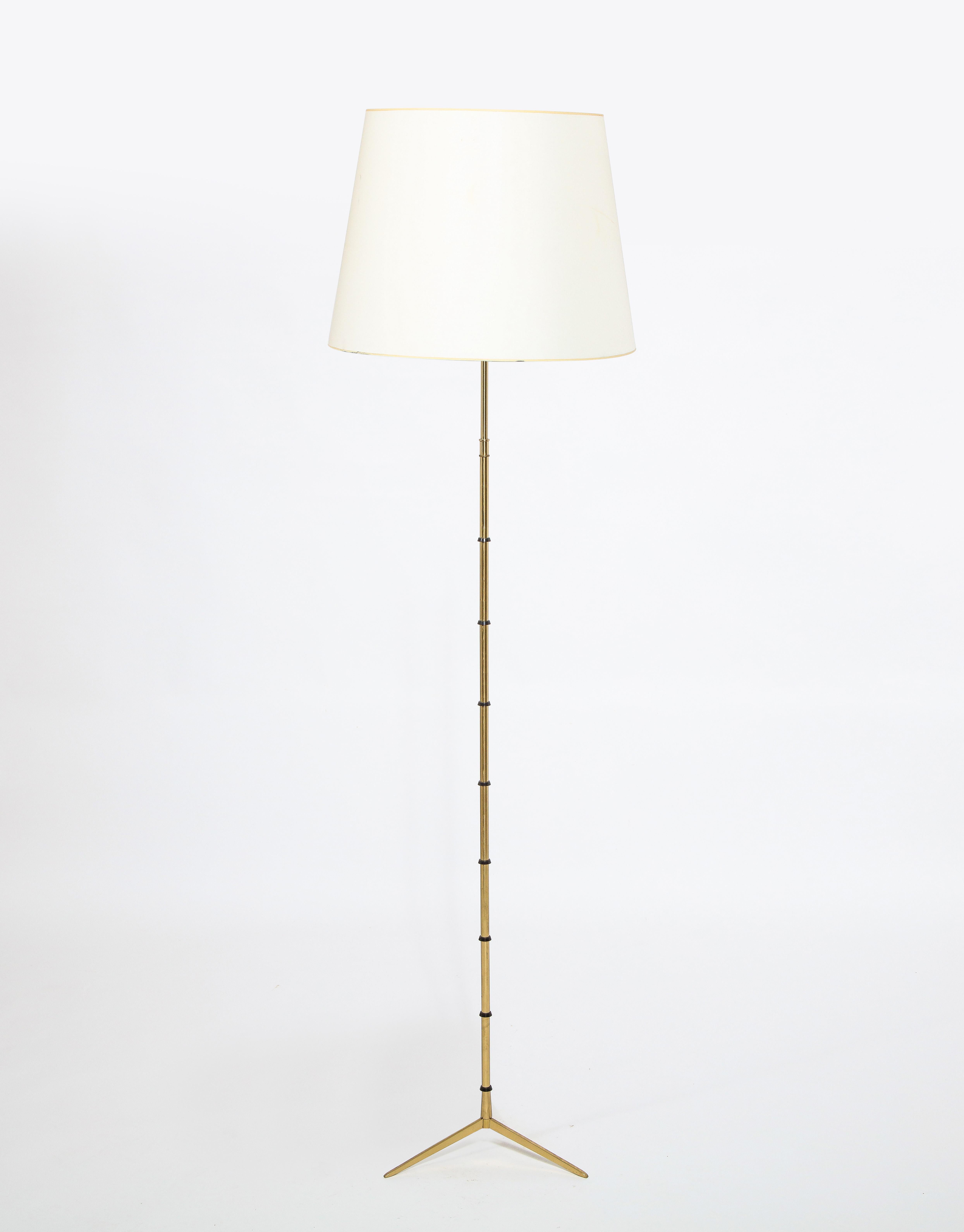Tripod Brass Floor Lamp, France 1960's For Sale 5