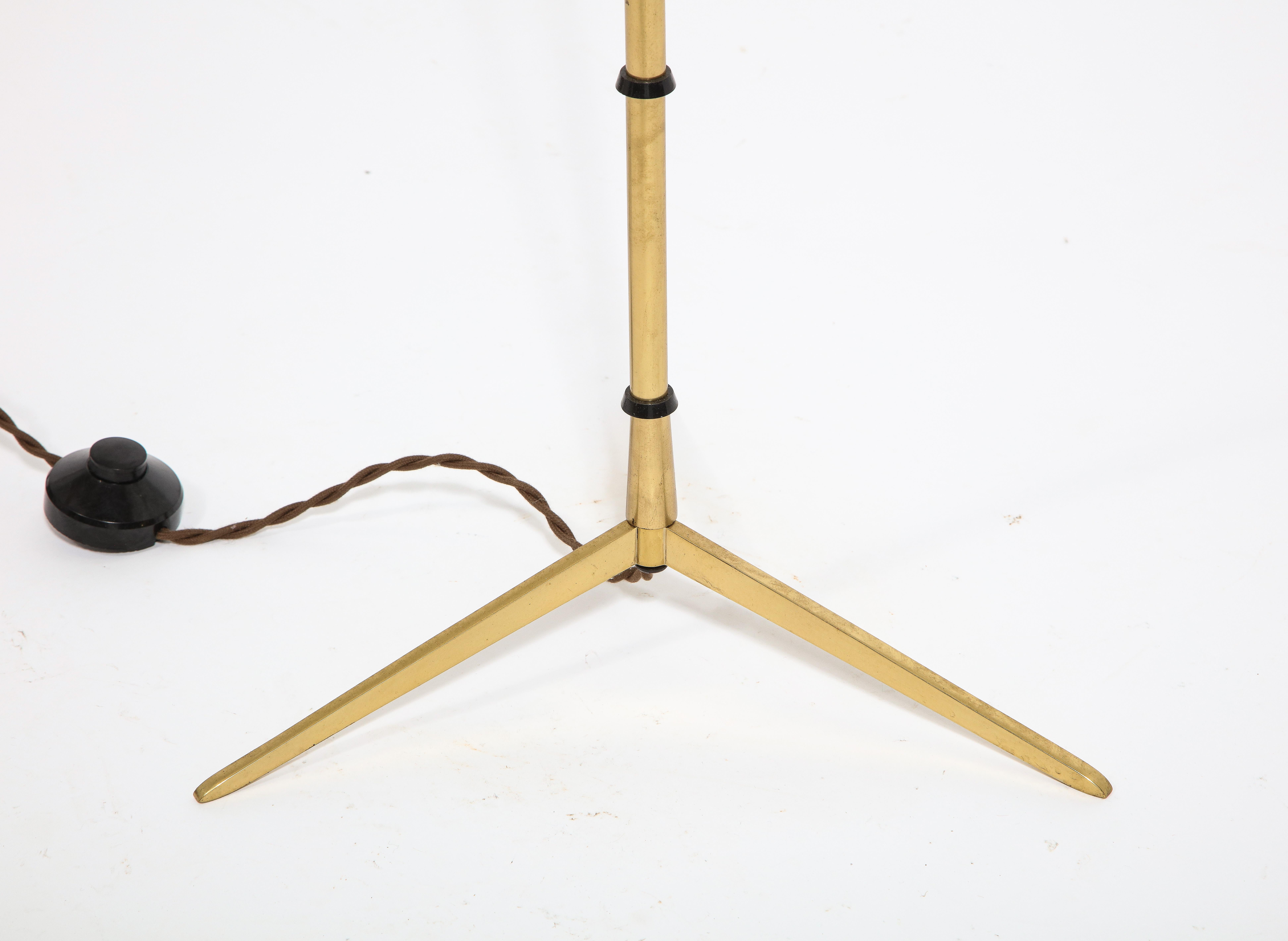 Mid-Century Modern Tripod Brass Floor Lamp, France 1960's For Sale