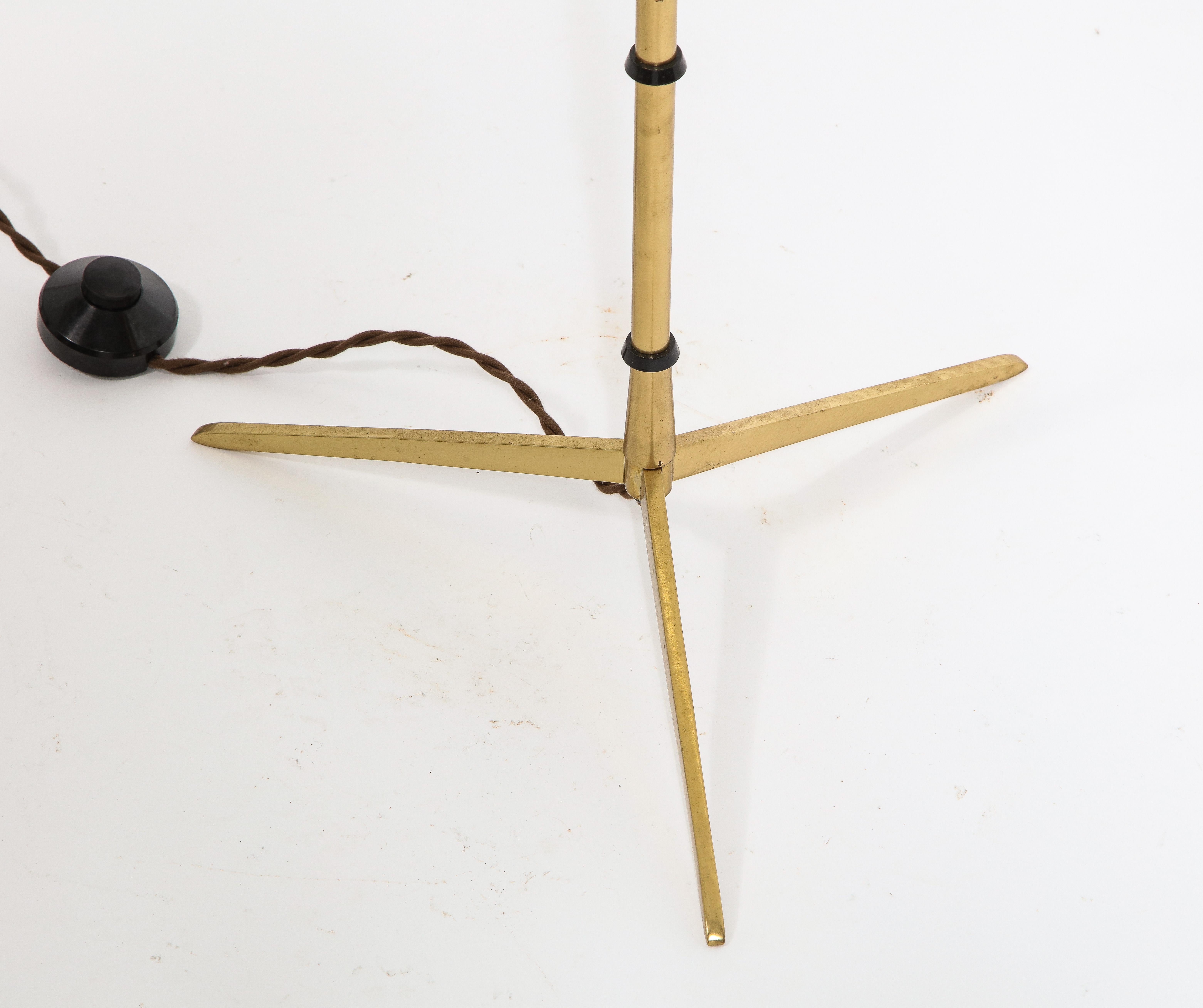 Tripod Brass Floor Lamp, France 1960's For Sale 2