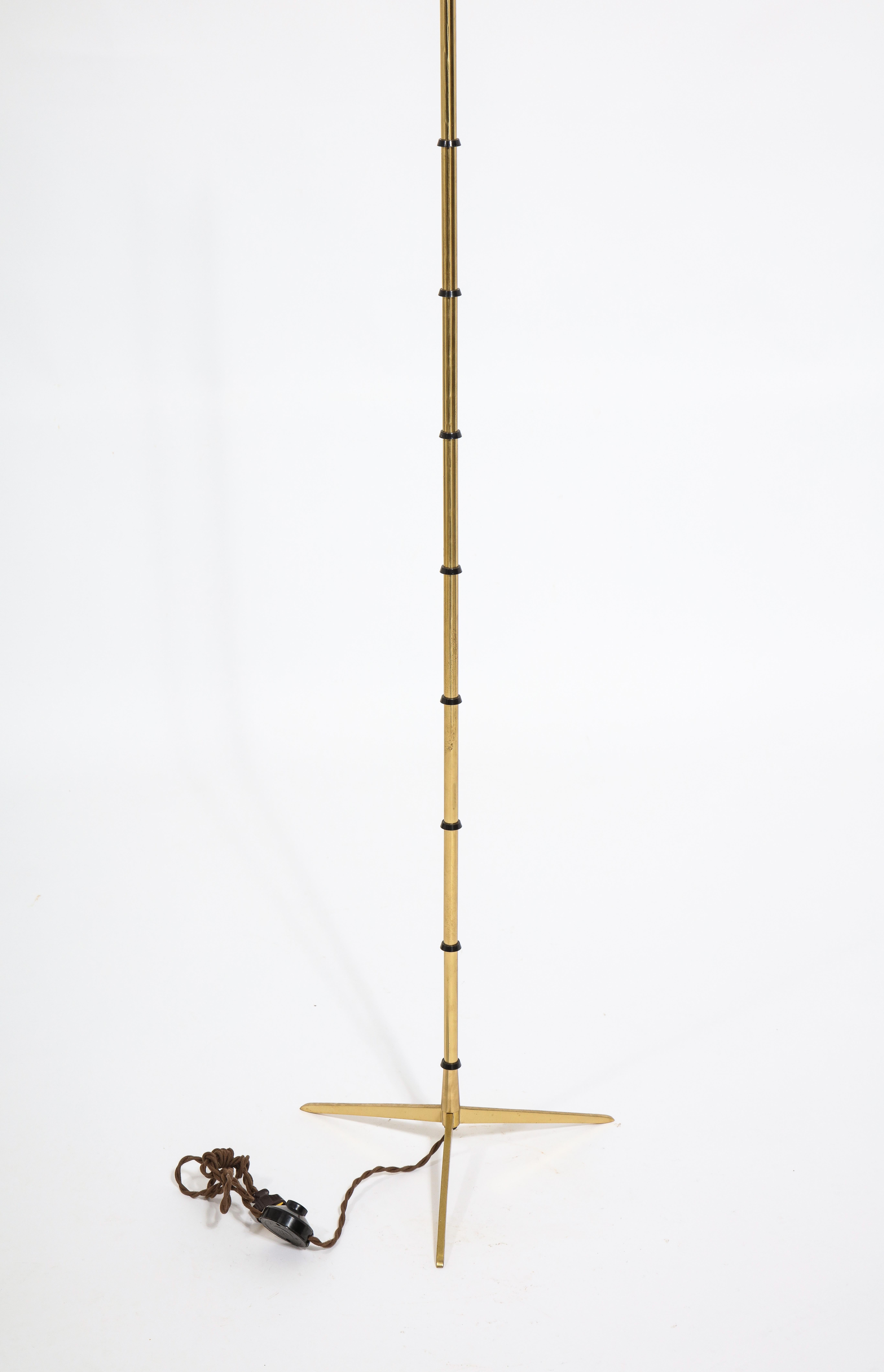 Tripod Brass Floor Lamp, France 1960's For Sale 3