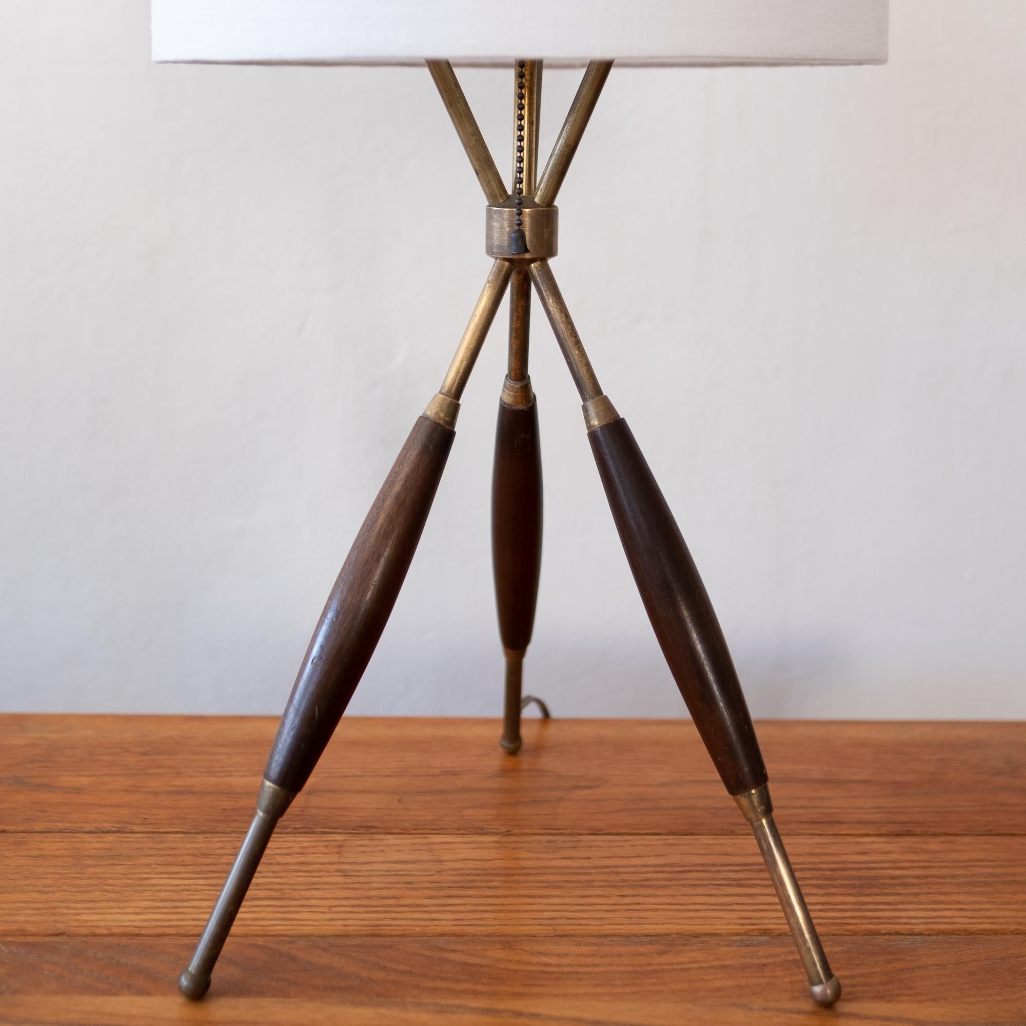 American Tripod Brass Table Lamp, 1950s
