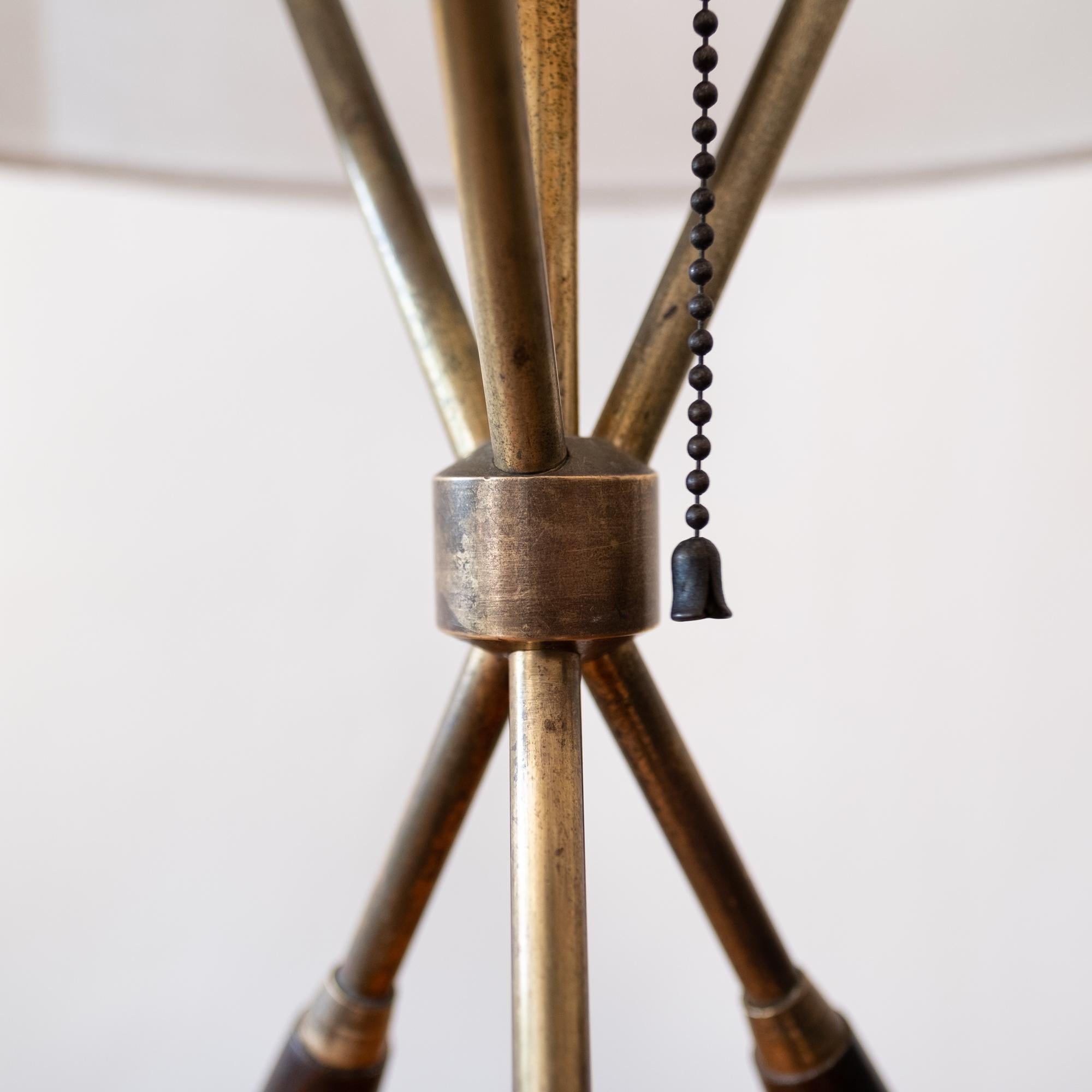 Mid-20th Century Tripod Brass Table Lamp, 1950s