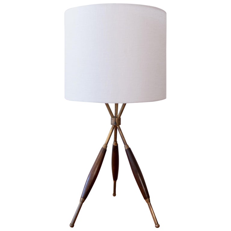 Tripod Brass Table Lamp, 1950s at 1stDibs