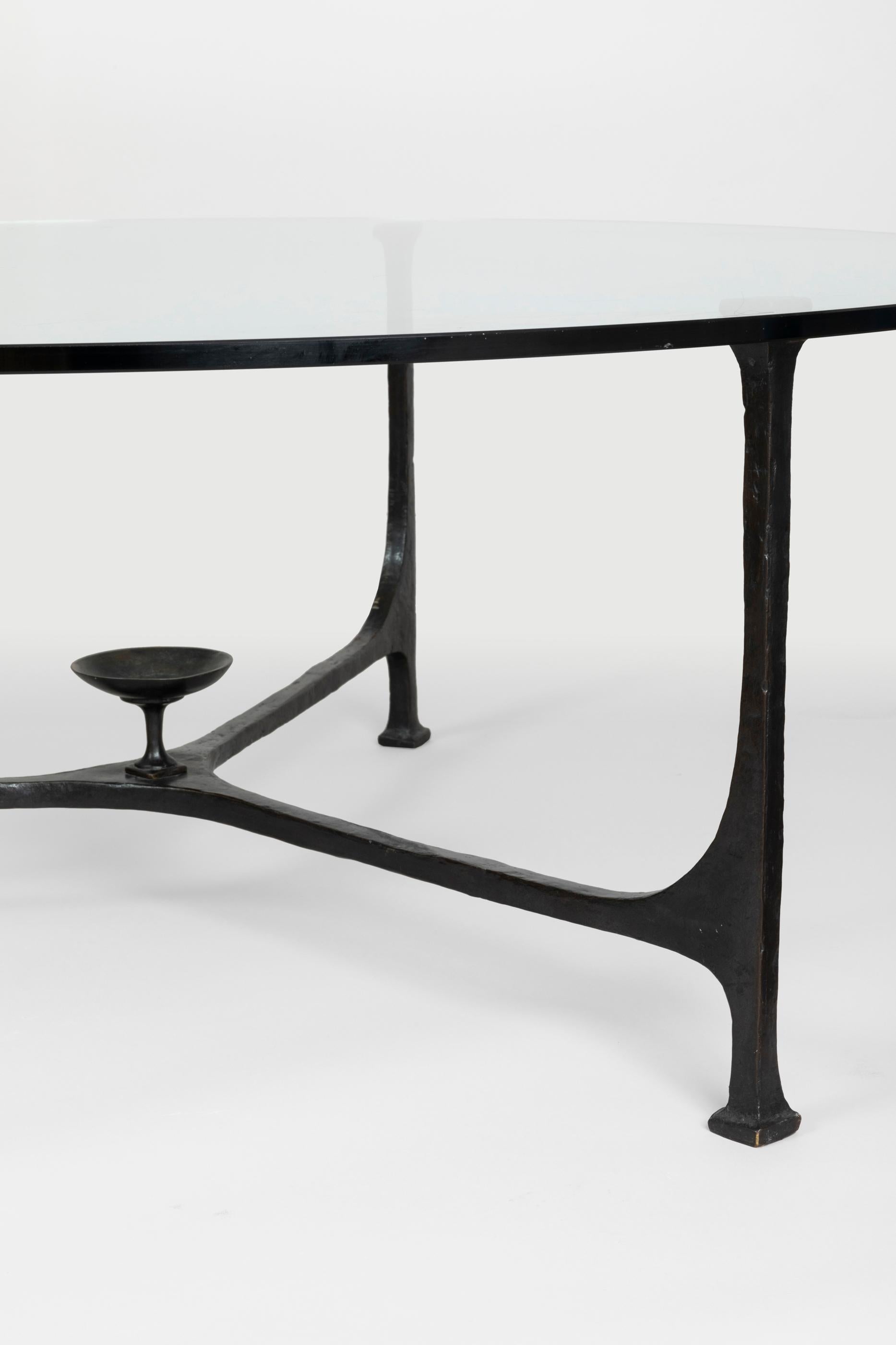 Mid-Century Modern Tripod Bronze Coffee Table by André Arbus