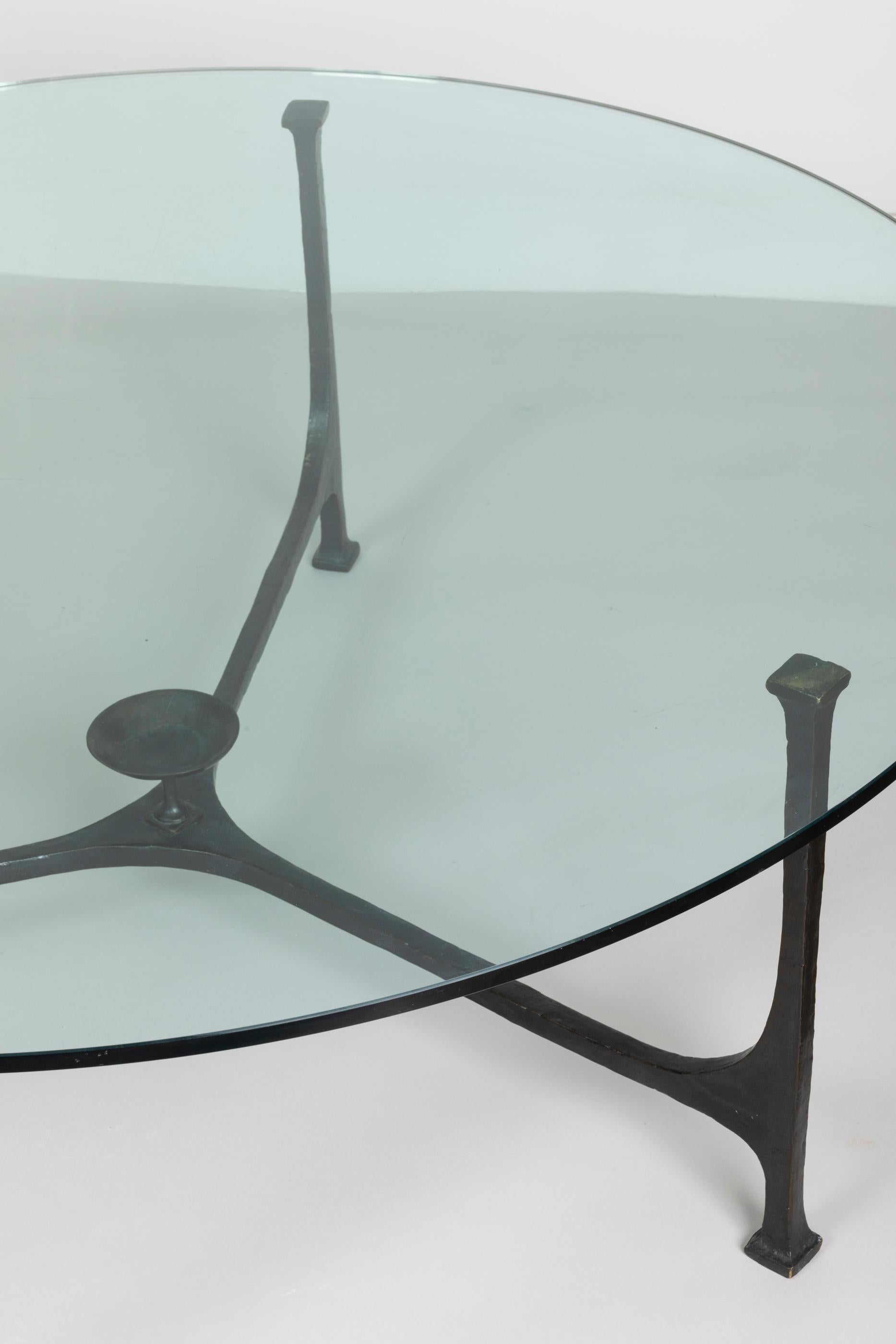 French Tripod Bronze Coffee Table by André Arbus