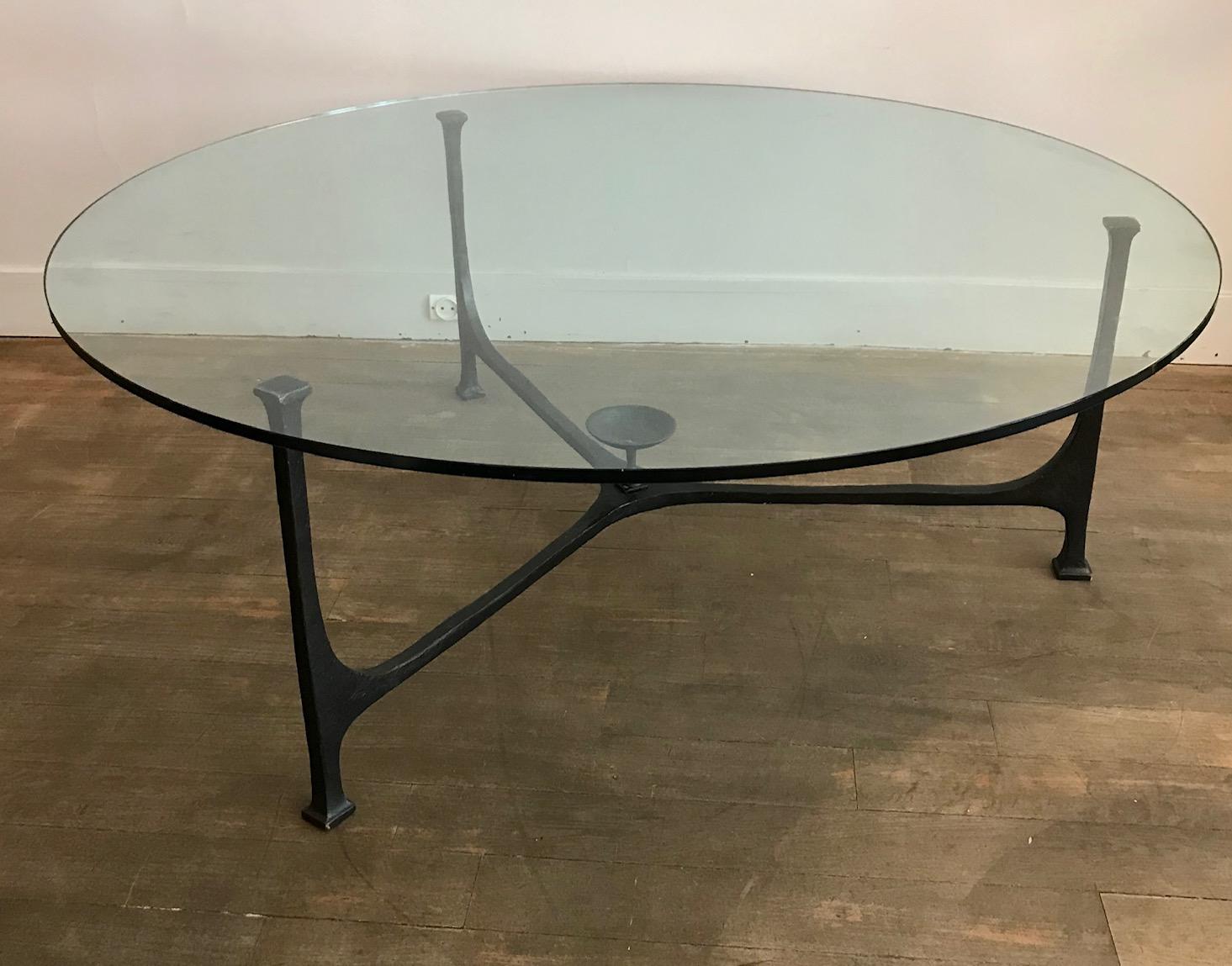 Tripod Bronze Coffee Table by André Arbus 3