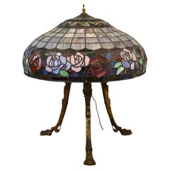 Used Tripod Bronze & Stained Glass Lamp
