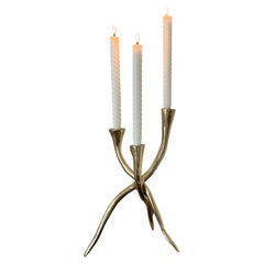 Tripod Candelabra G023 handmade cast in brass by David Marshall