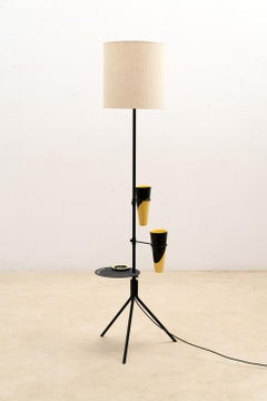 Tripod ceramic floor lamp, France 1960s