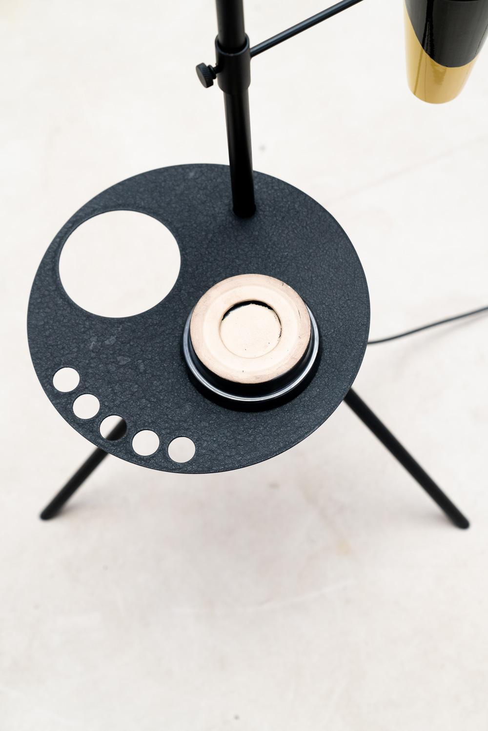 Mid-20th Century Tripod ceramic floor lamp, France 1960s For Sale