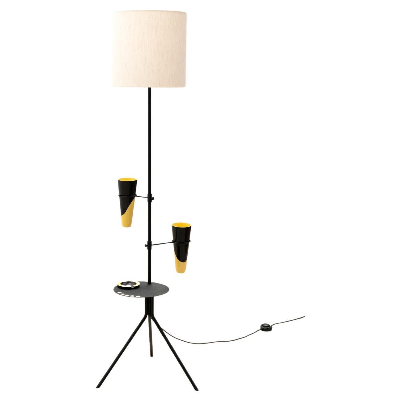 Tripod ceramic floor lamp, France 1960s