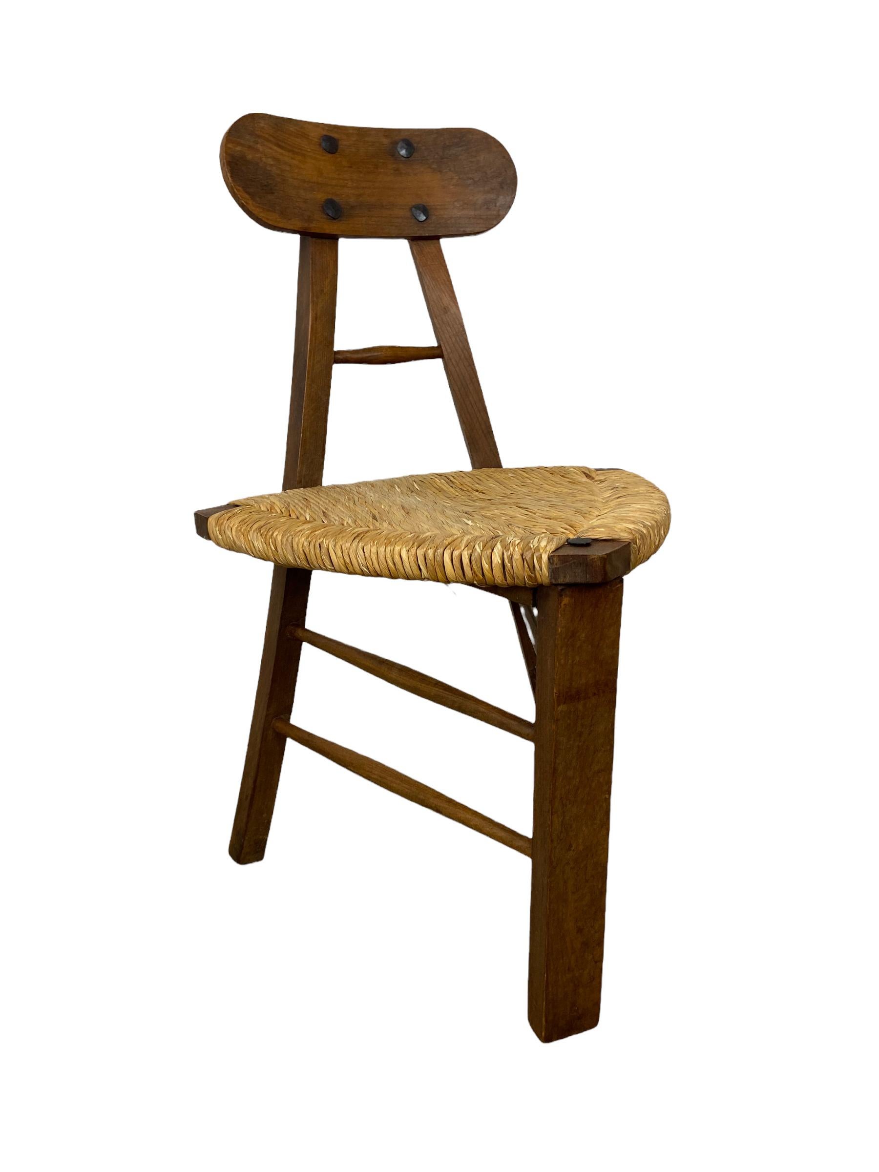 Woodwork Tripod Chair French Fifties Design For Sale