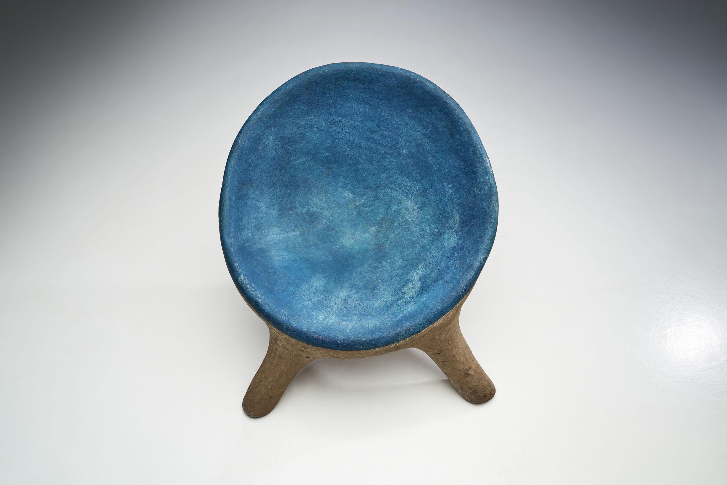 Tripod Chair in Blue and Gray Resin, France 1970s For Sale 1