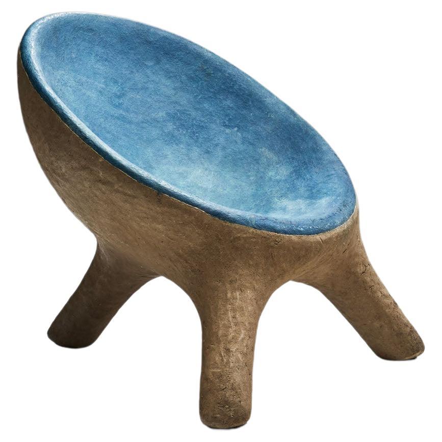 Tripod Chair in Blue and Gray Resin, France 1970s For Sale