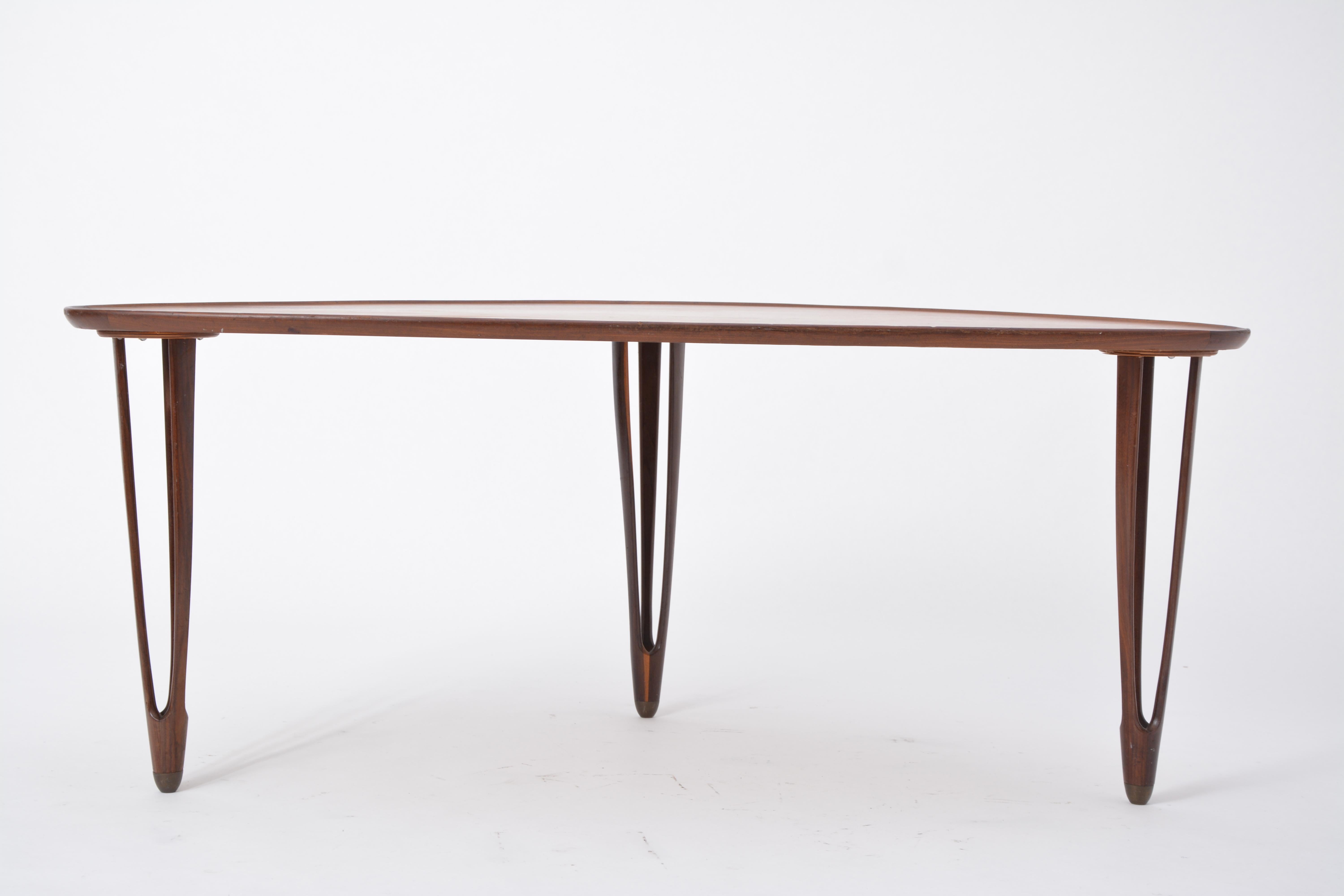 20th Century Tripod Coffee Table in Teak, BC Mobler, 1950s