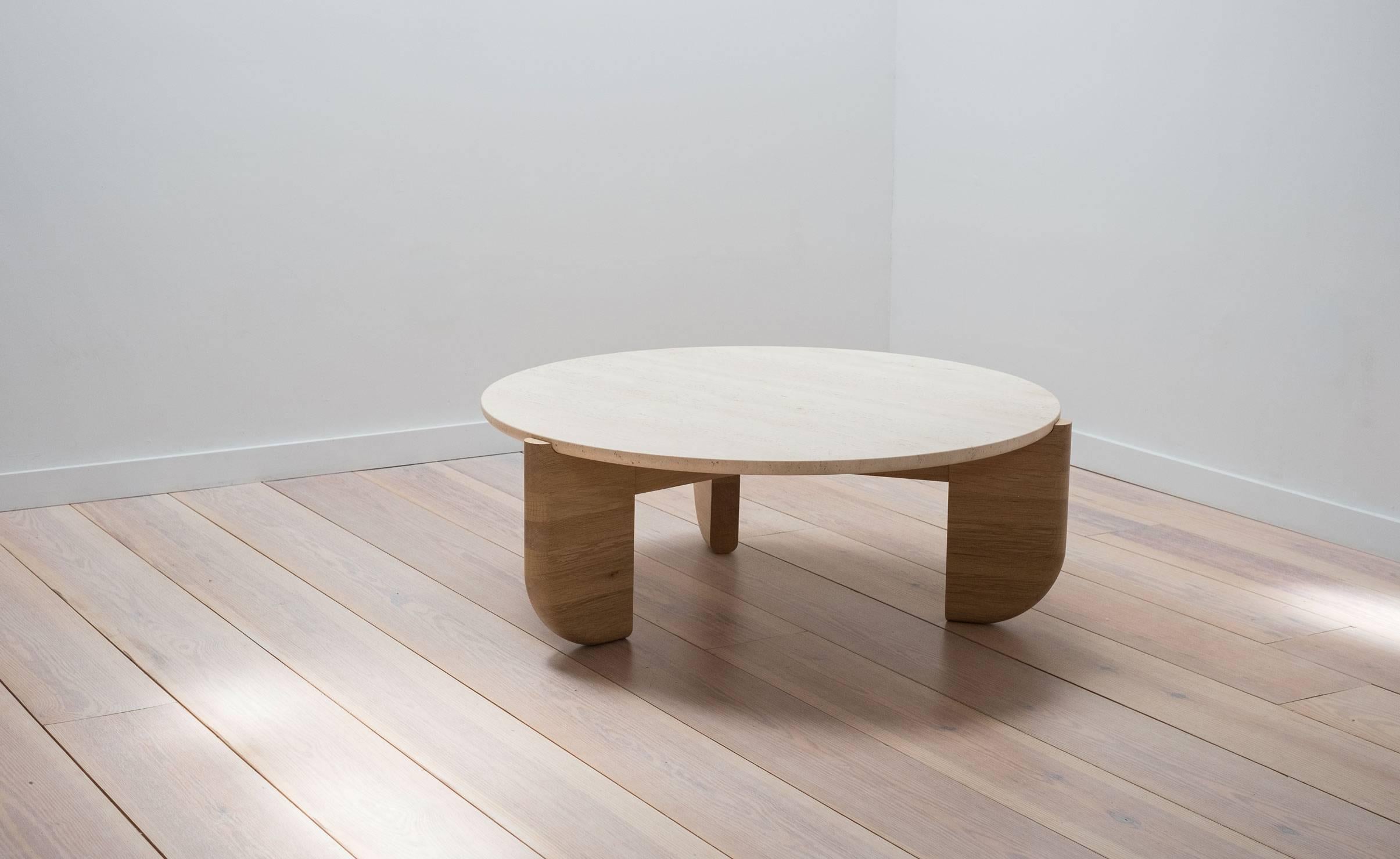 oval white oak coffee table