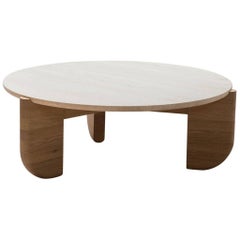 Tripod Coffee Table in White Oak and Travertine