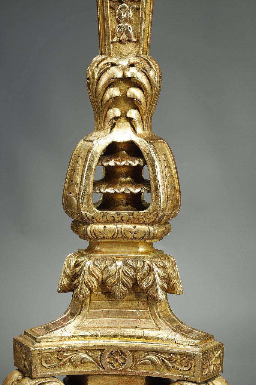 colonne tripode en bois doré du 19ème siècle de style Louis XIV en vente 4