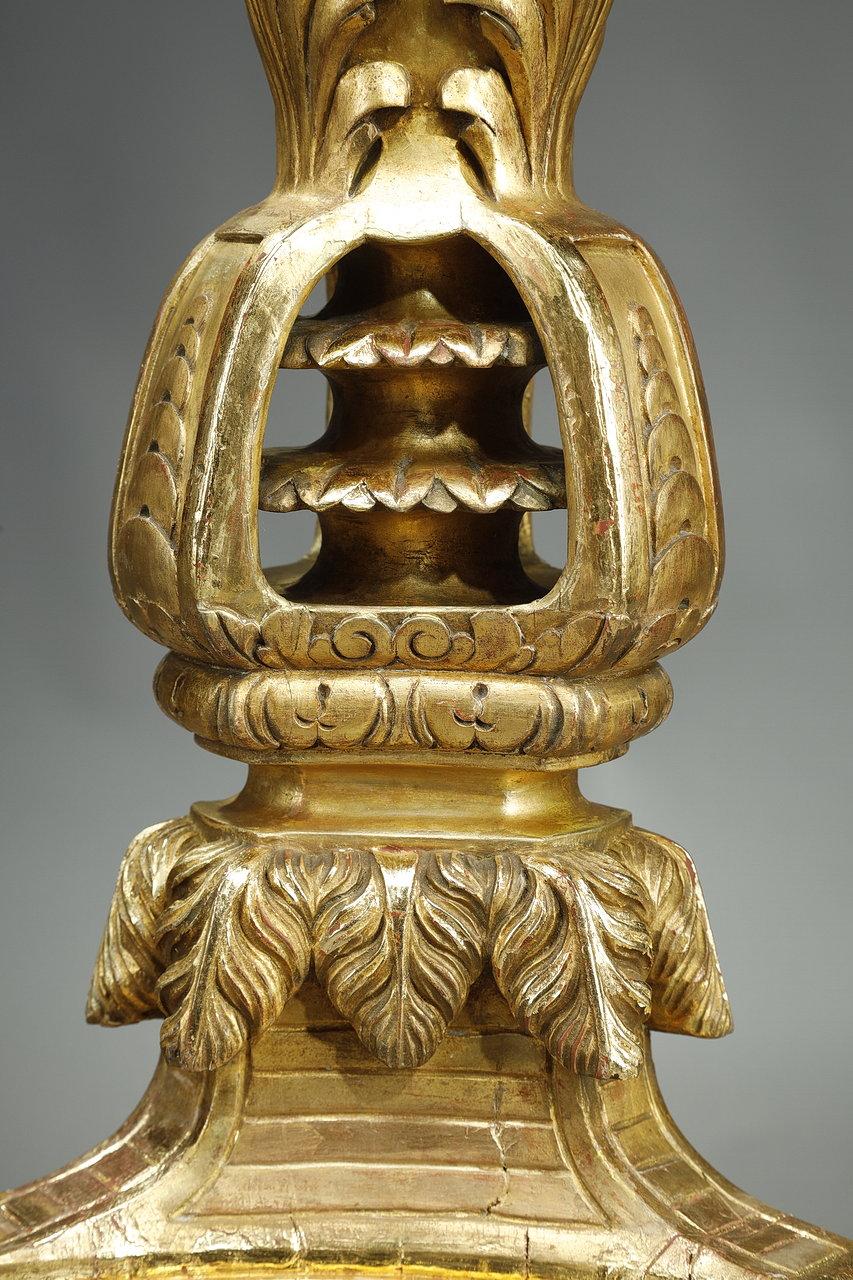 colonne tripode en bois doré du 19ème siècle de style Louis XIV en vente 5