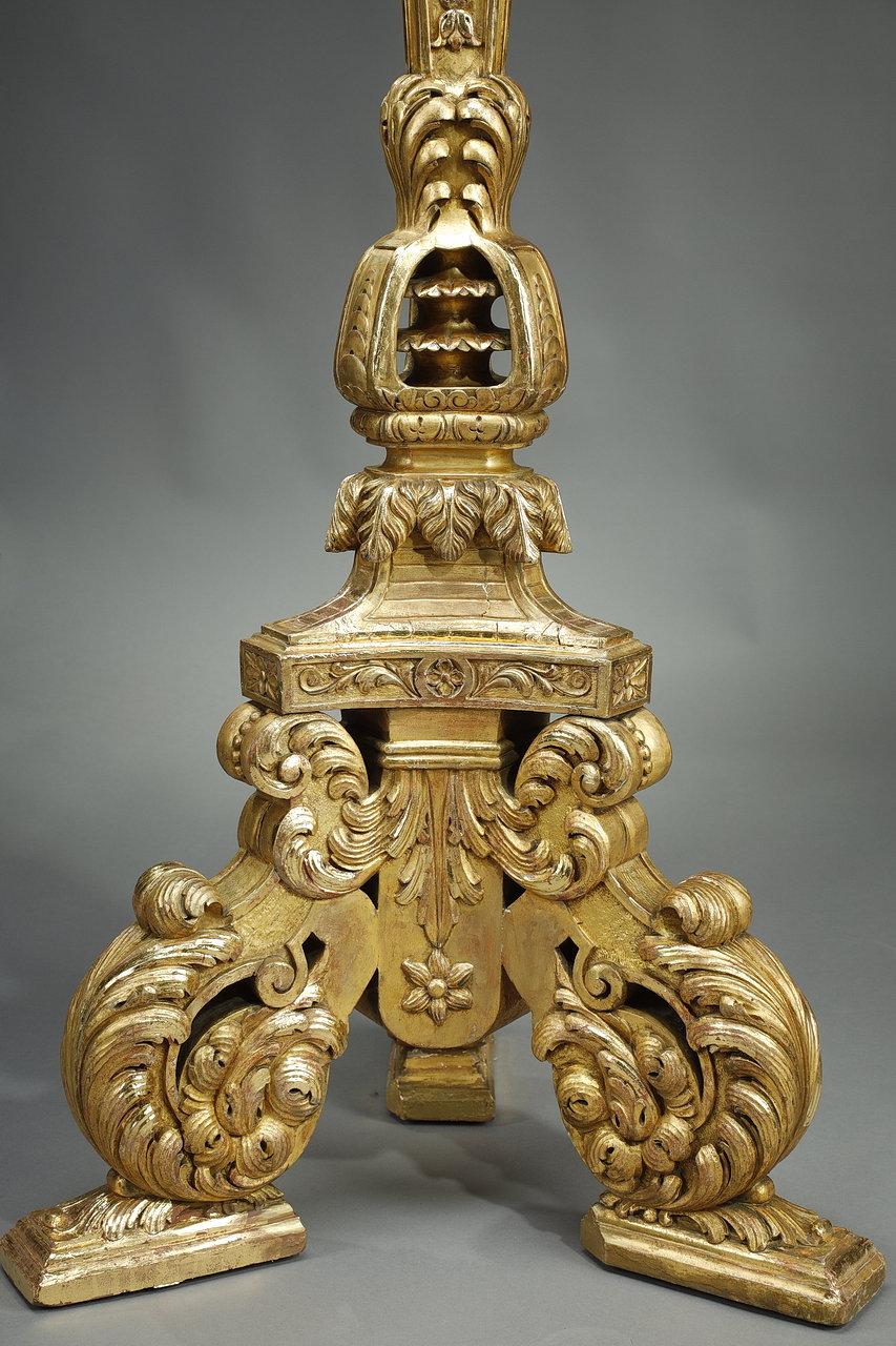colonne tripode en bois doré du 19ème siècle de style Louis XIV en vente 6