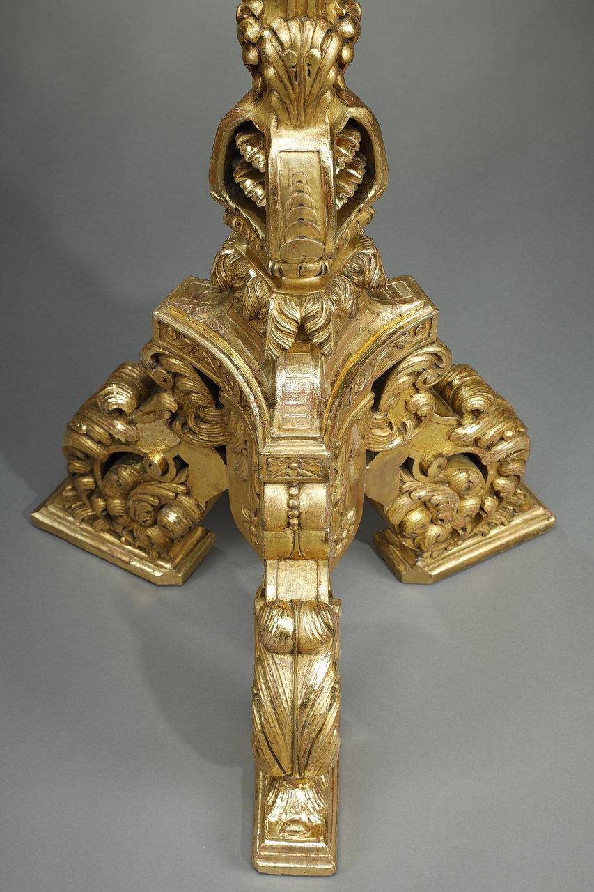 colonne tripode en bois doré du 19ème siècle de style Louis XIV en vente 7