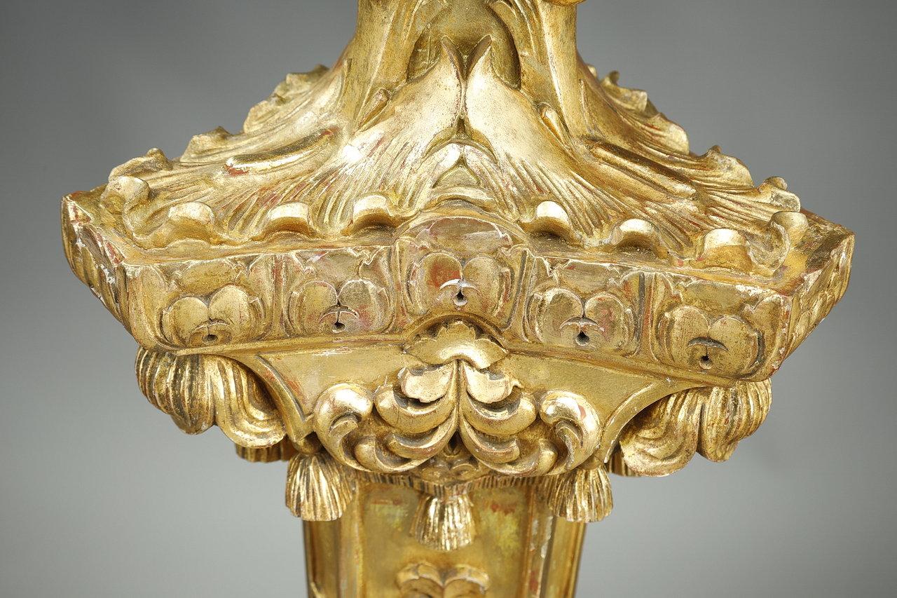 colonne tripode en bois doré du 19ème siècle de style Louis XIV en vente 11