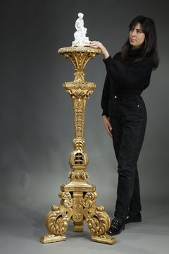 Tripod Column 19th Century Gilded Wood in the Louis XIV Style