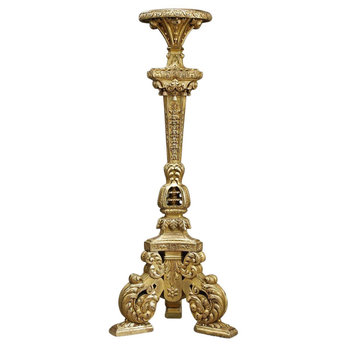 Tripod Column 19th Century Gilded Wood in the Louis XIV Style For Sale