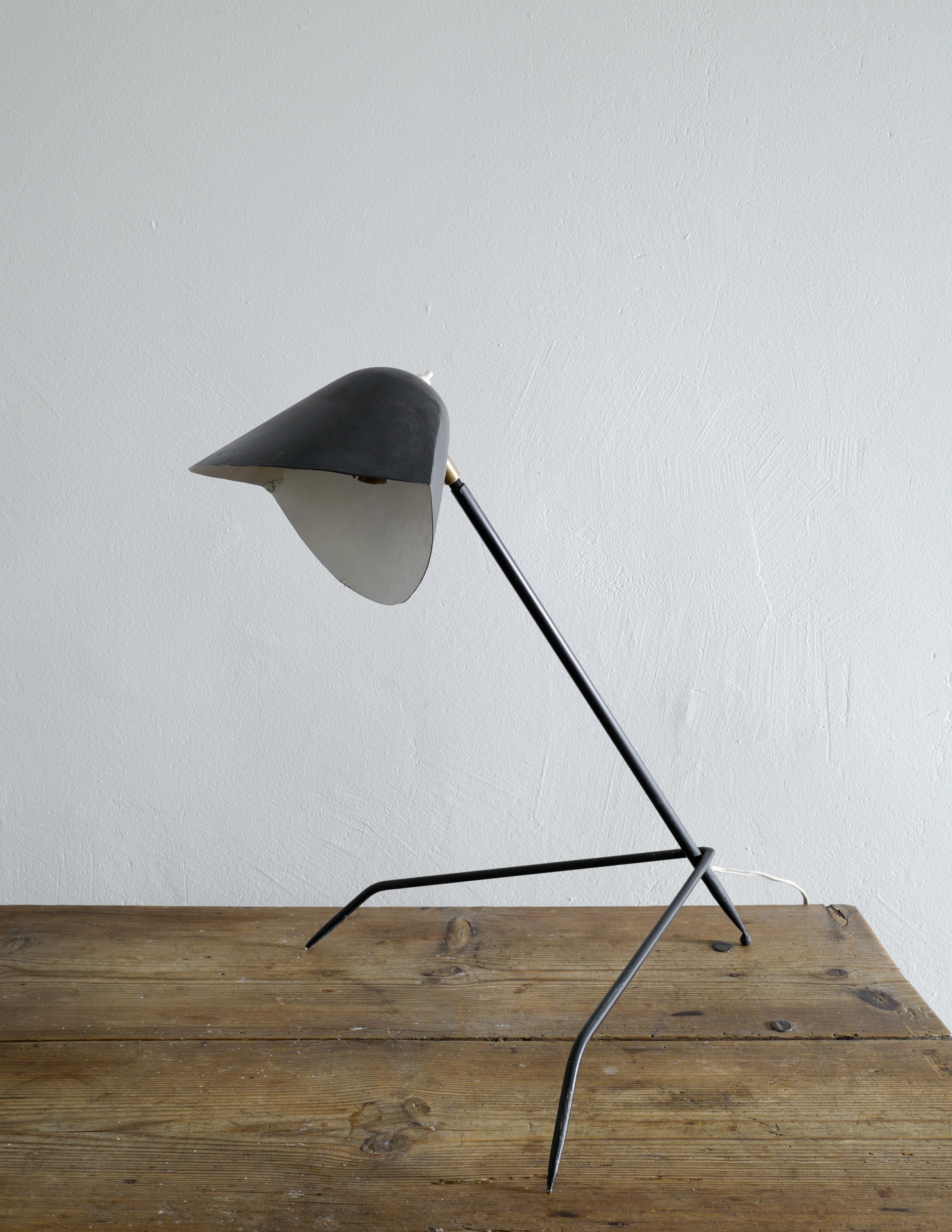 Mid-Century Modern Tripod Desk Table Lamp in Style of Serge Mouille Produced in France, 1950s