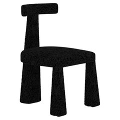 Contemporary Tripod Dining Chair-Faux Sheepskin Fur.