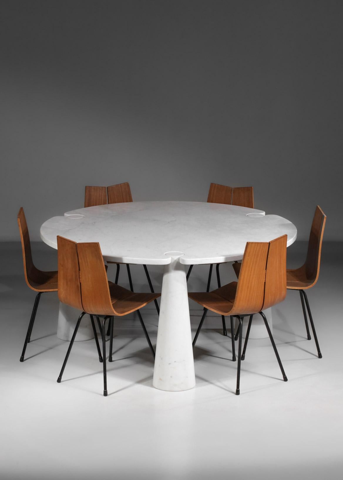 Tripod Dining Table in Carrara Marble Angelo Mangiarotti Model Eros For Sale 9