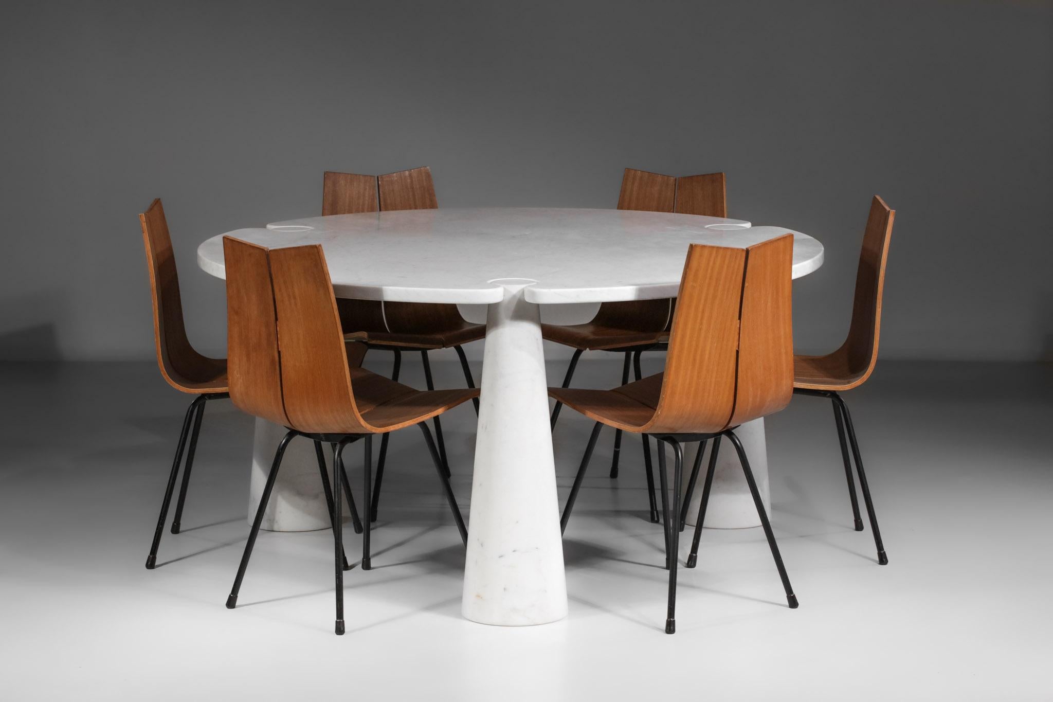Tripod Dining Table in Carrara Marble Angelo Mangiarotti Model Eros For Sale 11
