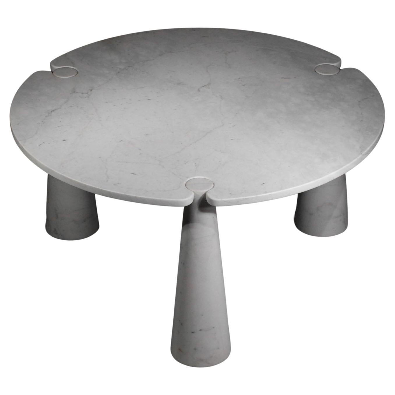 Tripod Dining Table in Carrara Marble Angelo Mangiarotti Model Eros For Sale