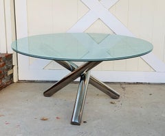 Tripod Dining Table with Crackled Glass Top