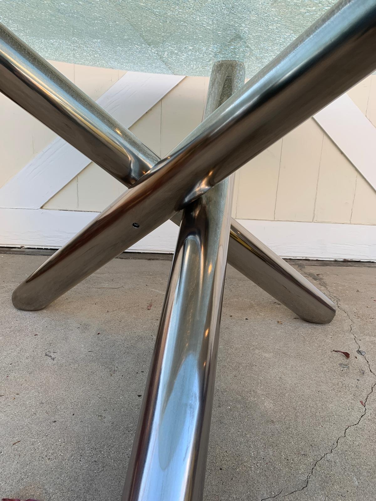 Tripod Dining Table with Crackled Glass Top 1