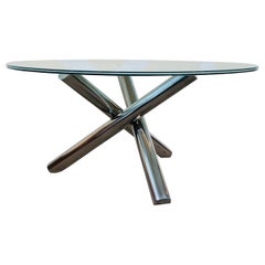 Tripod Dining Table with Crackled Glass Top