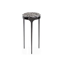 Tripod Drink Table in Gunmetal and Marble