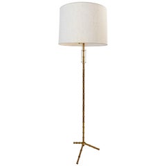 Tripod Faux Bamboo Brass Floor Lamp