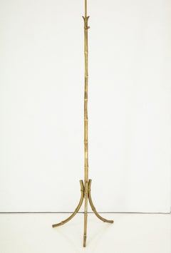 Tripod Faux Bamboo Floor Lamp by Maison Baguès, France, 1960s